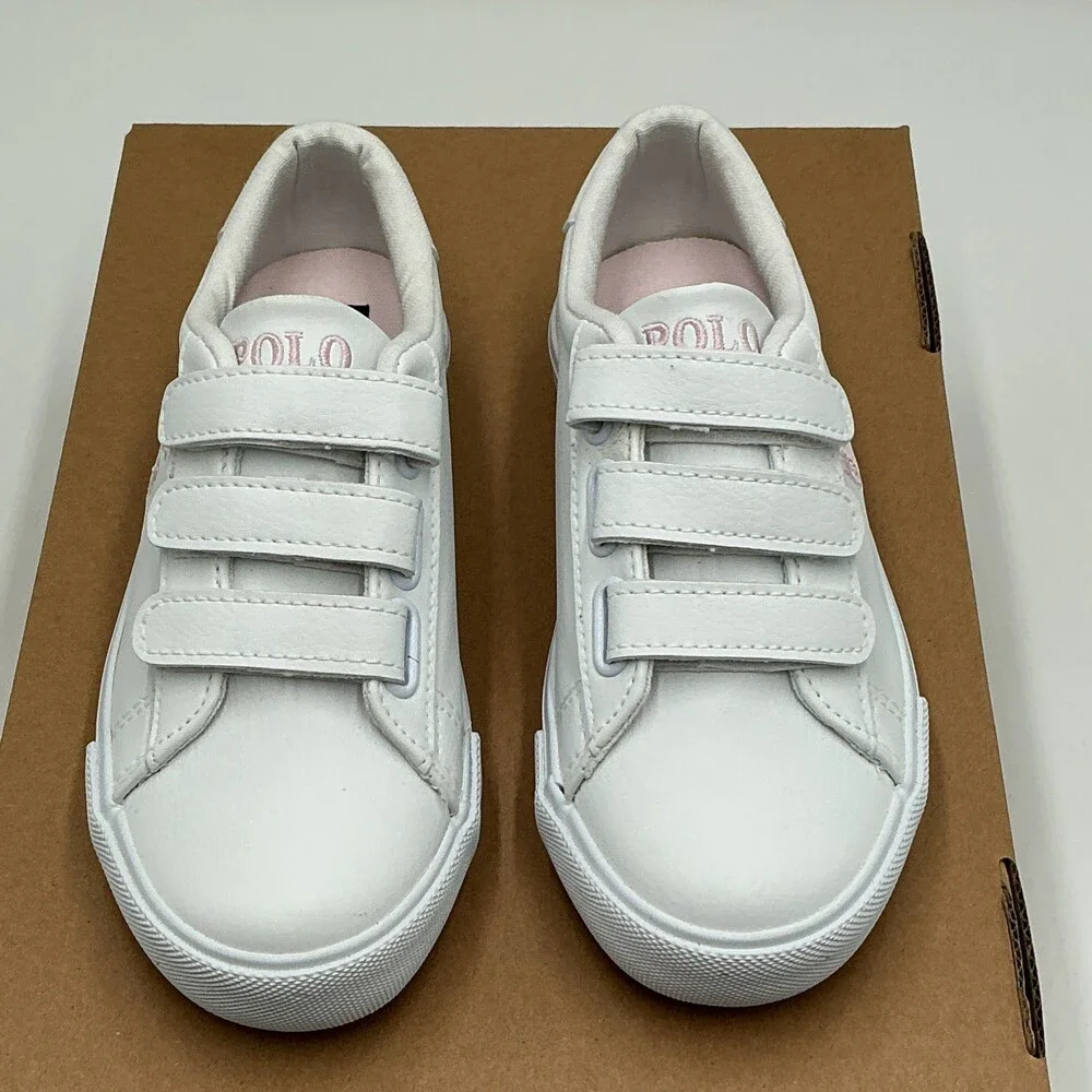 Polo Ralph Lauren Easten II Sneakers Kids US 11.5 White Walking Shoes Eby3195